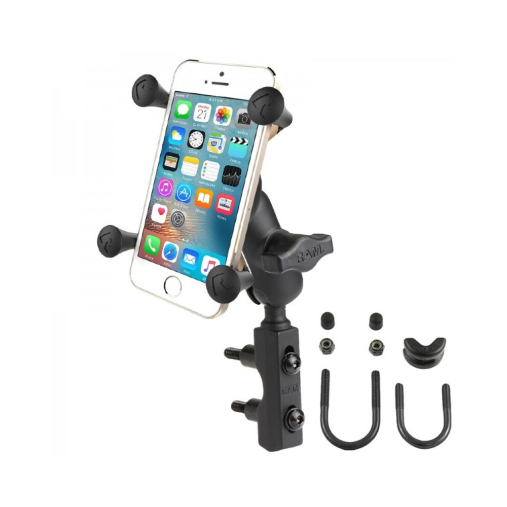 Pack complet RAM MOUNTS X-Grip® bras court fixation en U sur guidon ou réservoir de frein/embrayage - smartphones S/M