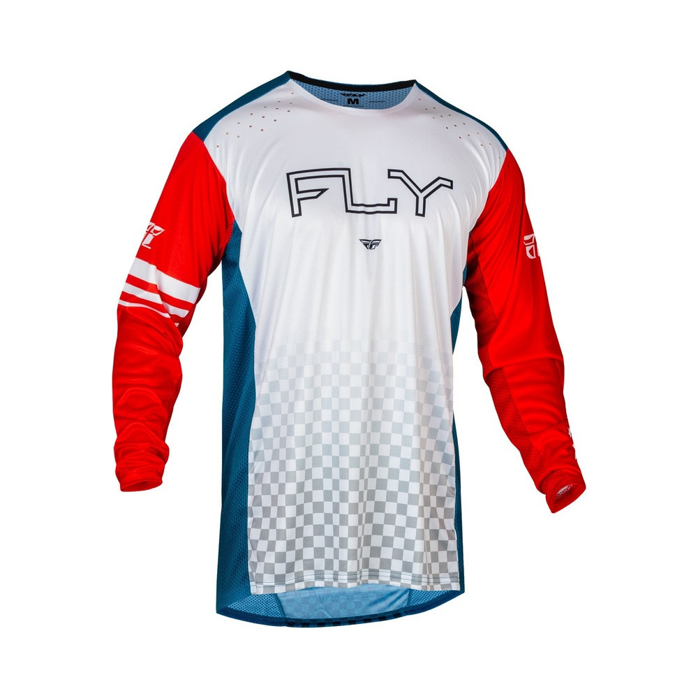 Maillot vélo FLY RACING Rayce - rouge/blanc/bleu 1 - AVSmoto Racing Parts 