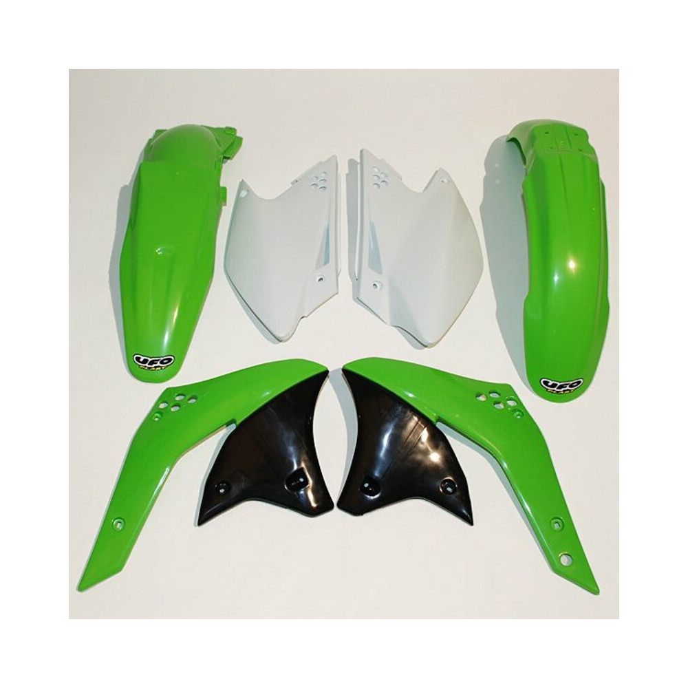 Kit plastique UFO couleur origine vert/blanc Kawasaki KX250F 06-08