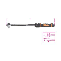 Clé dynamométrique à déclanchement BETA 5-25Nm 1/4'' avec cliquet réversible pour serrage à droite/précision ± 3%/2 piè