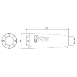 Silencieux MIVV universel X-M1 acier inoxydable noir - Côté droit