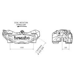 Etrier de frein avant gauche BREMBO M4 naturel Ø32mm