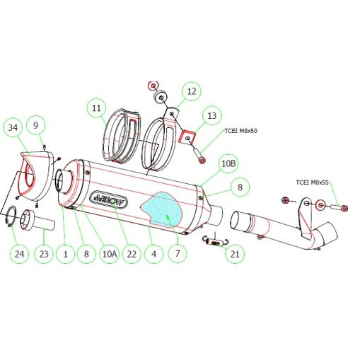 ASS.POS.DX TRIUMPH CA Embout carbone Y BRASILE