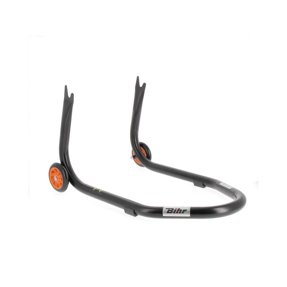 Béquille arrière BIHR Home Track fixe supports en "V" noir mat roues orange