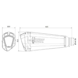 Silencieux MIVV universel Delta Race acero inoxodable / carbone - Côté droit