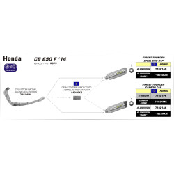 Silencieux Arrow Thunder noir embout carbone, Honda CB et CBR 650 F 2014-18