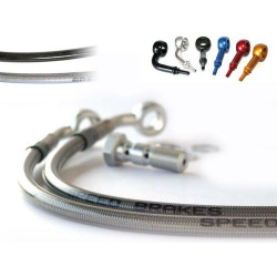 Durite de frein arrière SPEEDBRAKES inox/raccord bleu Aprilia Moto 6.5