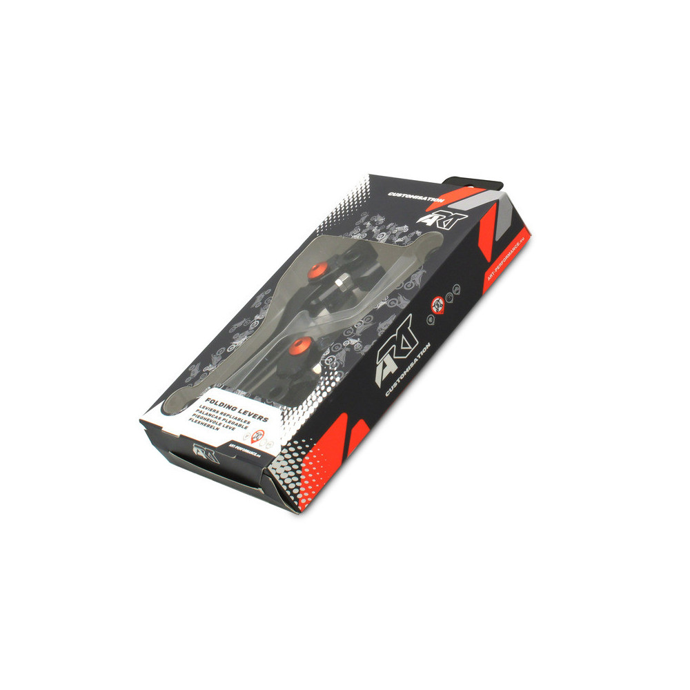 Leviers repliables ART noir/vis orange par paire ART 1 - AVSmoto Racing Parts 