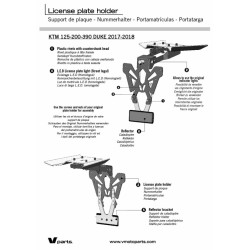 Support de plaque V PARTS noir KTM Duke 125/200/390