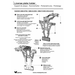 Support de plaque V PARTS noir Suzuki GSX-S750/1000 V PARTS 5 - AVSmoto Racing Parts 