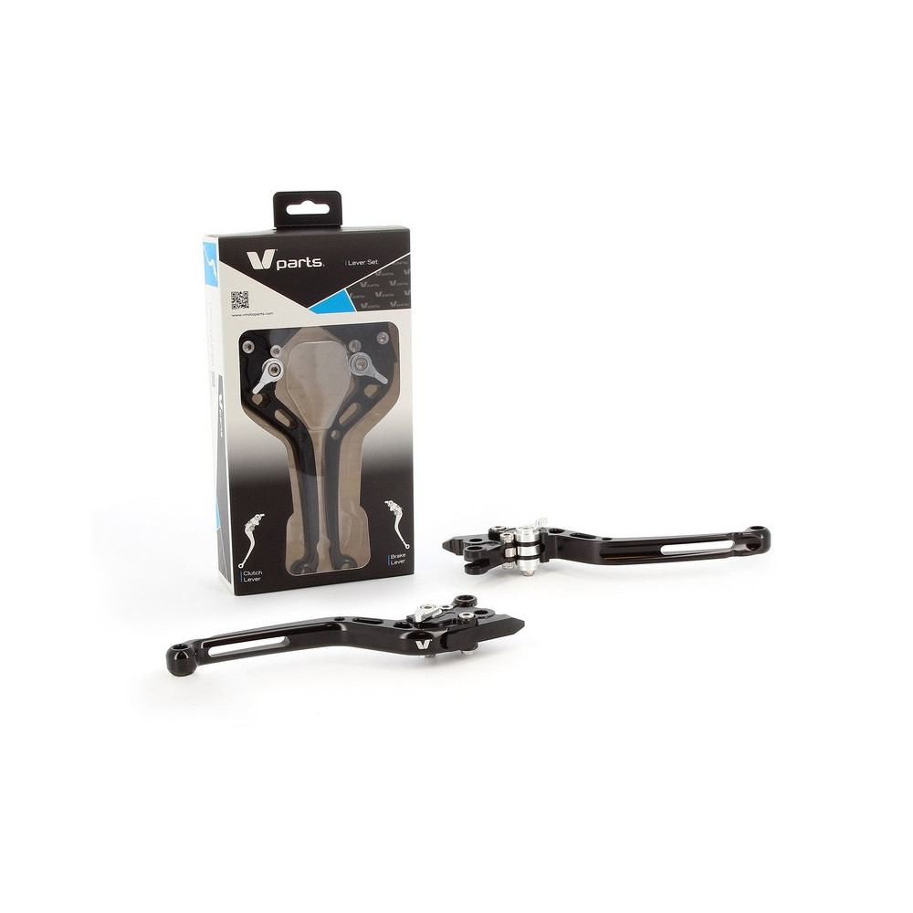 Leviers V-PARTS standard 175mm taillé masse noir/visserie alu avec adaptateurs par paire BMW