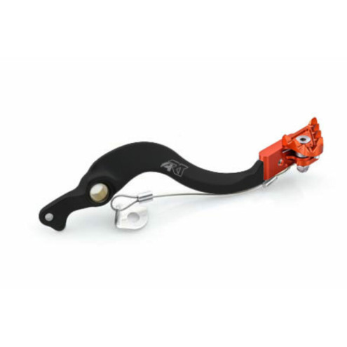 Pédale de frein ART Factory aluminium anodisé noir/embout orange KTM/Husqvarna ART 1 - AVSmoto Racing Parts 