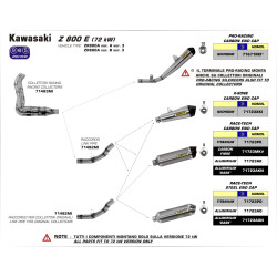 Silencieux Arrow Race Tech Titane embout carbone Kawasaki Z 750-800 07-14