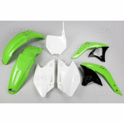 Kit plastique UFO couleur origine vert/blanc Kawasaki KX250F 06-08