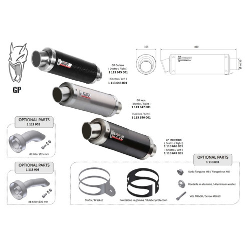 Silencieux universel MIVV GP carbone - côté gauche