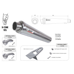 Silencieux universel MIVV X-Cone 105 Inox 55mm- côté droit