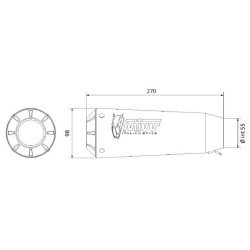 Silencieux MIVV universel X-M1 acier inoxydable - Côté droit