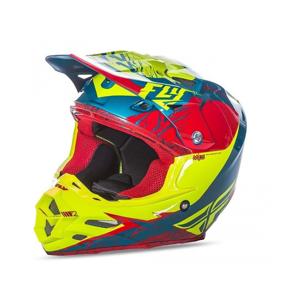 Casque FLY RACING F2 Carbon Mips Retrospec 2017 Rouge/Hi-Vizion S 1 - AVSmoto Racing Parts 