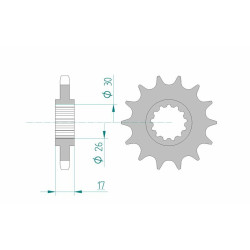 Pignon AFAM acier standard 20603 - 530 - 16 dents