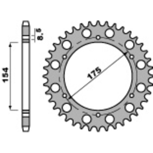 Couronne PBR acier standard 258 - 530 - 43 dents