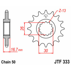 Pignon JT SPROCKETS acier standard 333 - 530 - 15 dents