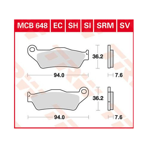 Plaquettes de frein métal fritté performance offroad TRW serie RSI