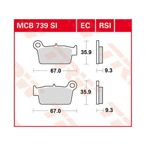 Plaquettes de frein métal fritté performance offroad TRW serie RSI