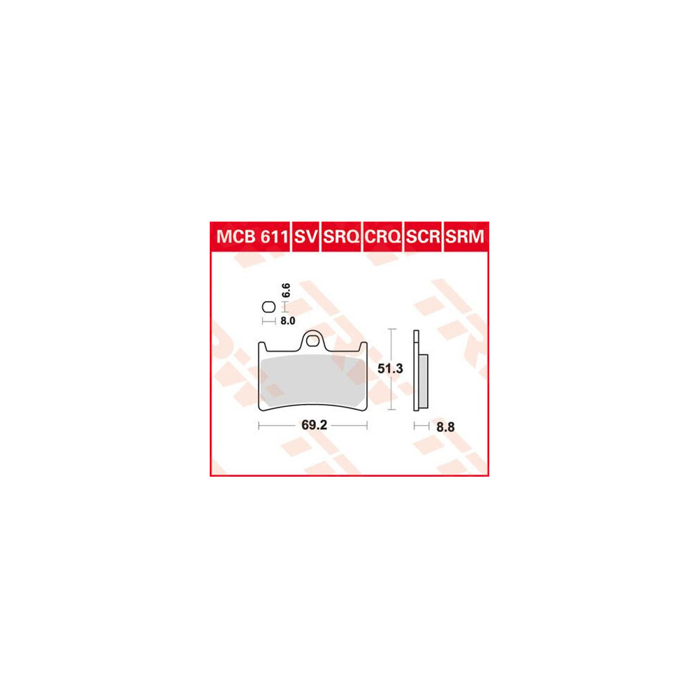 Plaquettes de frein métal fritté performance piste TRW serie SCR