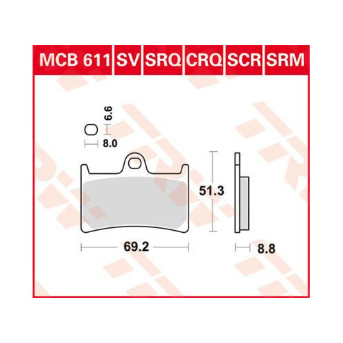 Plaquettes de frein métal fritté performance piste TRW serie SCR