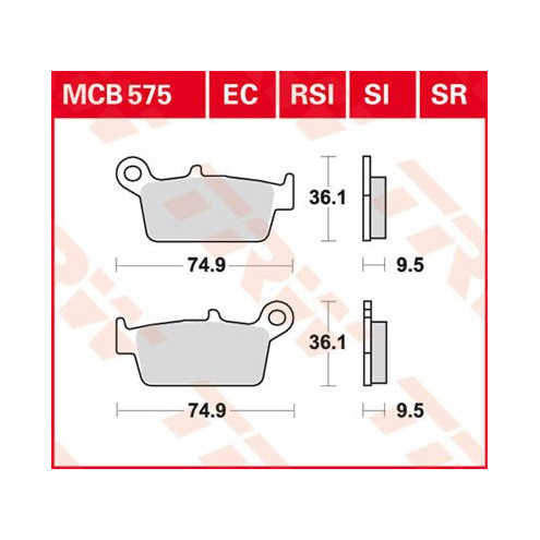 Plaquettes de frein métal fritté Offroad TRW série SI