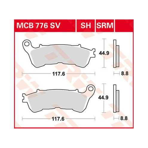 Plaquettes de frein métal fritté Scooter TRW série SR