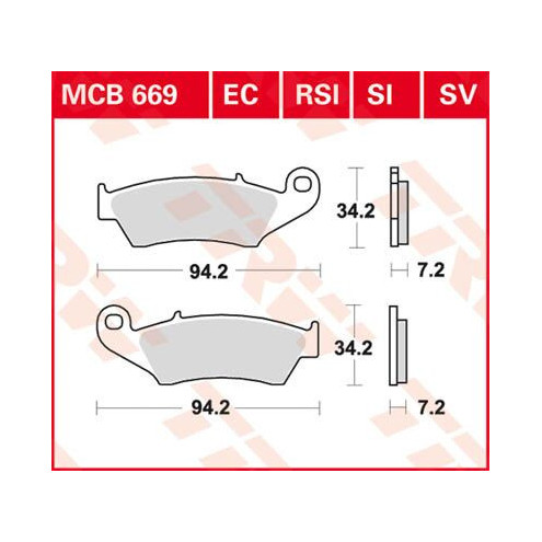 Plaquettes de frein métal fritté Sinter Performance TRW série SV