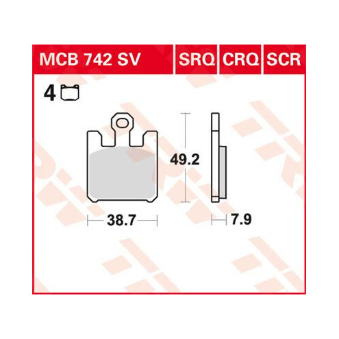 Plaquettes de frein métal fritté Sinter Performance TRW série SV