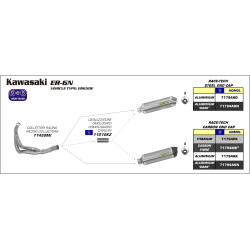 Silencieux Arrow Race-Tech noir embout carbone Kawasaki ER-6N ER6-F 2012-16 Versys 650 2015-16