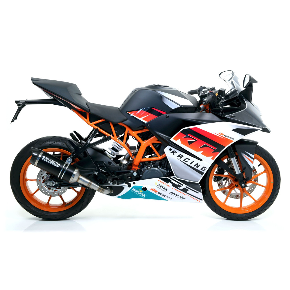 Silencieux Arrow Thunder Aluminium noir embout carbone, KTM RC 390 2014-16