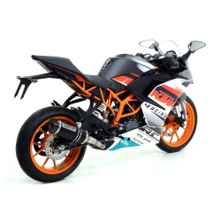 Silencieux Arrow Thunder Aluminium noir embout carbone, KTM RC 390 2014-16