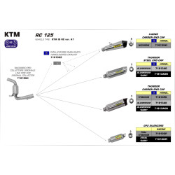 Silencieux Arrow Thunder Aluminium embout carbone, KTM RC 125 2014-16