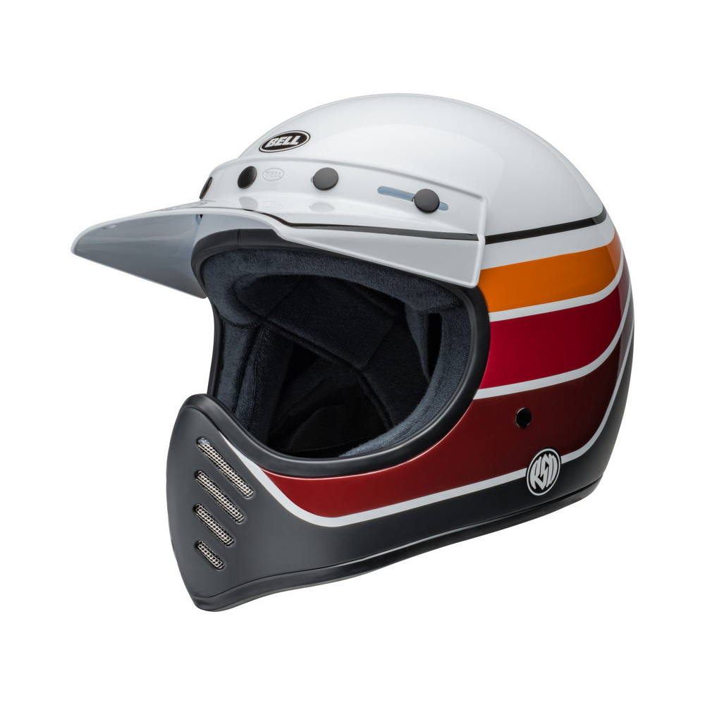 Casque BELL Moto-3 - RSD Saddleback Satin/Gloss White/Black BELL 1 - AVSmoto Racing Parts 