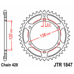 Couronne JT SPROCKETS acier standard - 428 - 55 dents JT Sprockets 2 - AVSmoto Racing Parts 