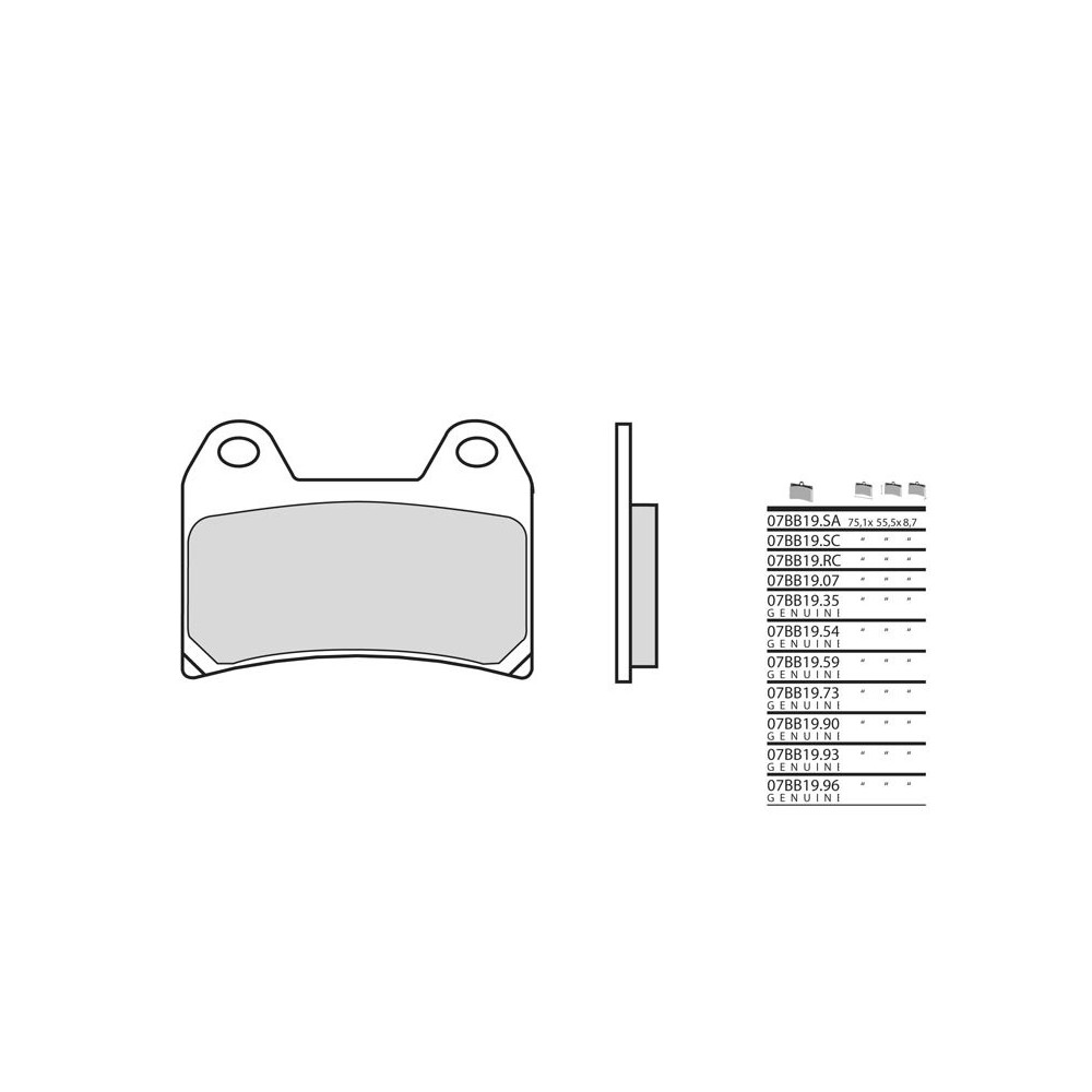 Plaquettes de frein BREMBO route métal fritté - 07BB19LA