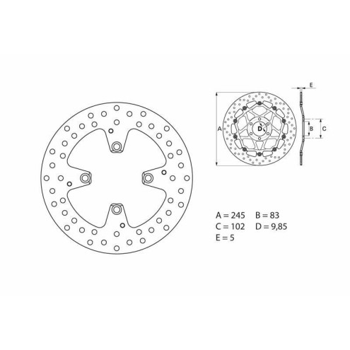 Disque de frein BREMBO Serie Oro rond fixe