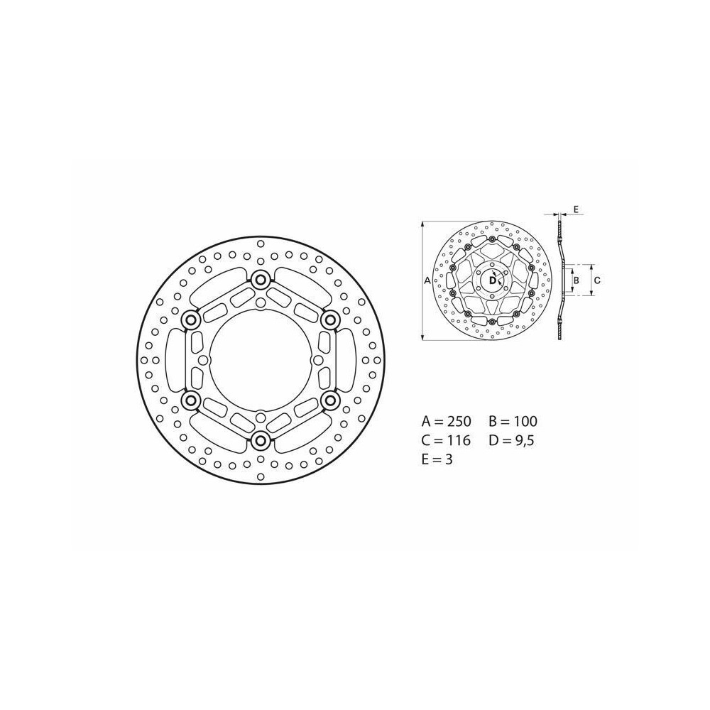 Disque de frein BREMBO Serie Oro rond flottant