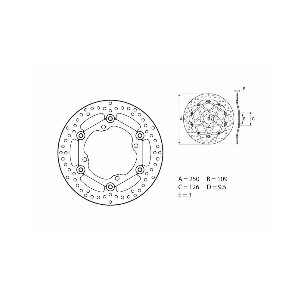 Disque de frein BREMBO Serie Oro rond flottant