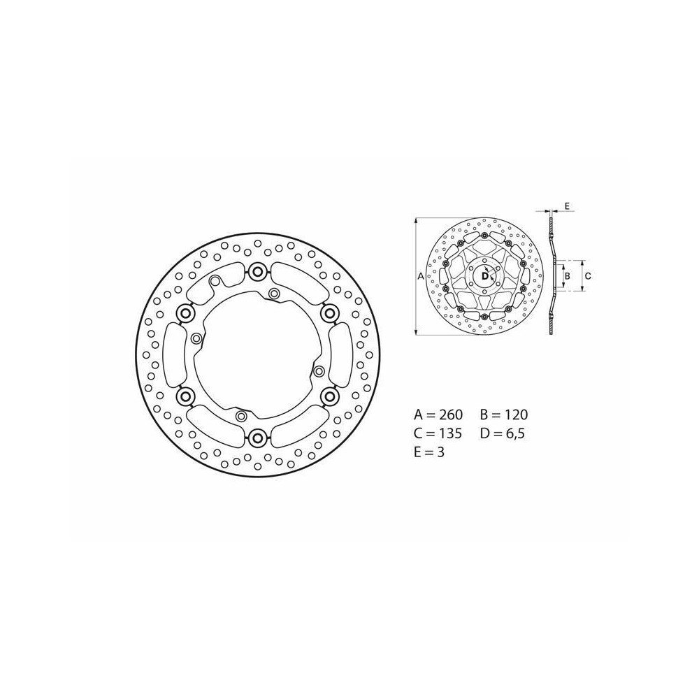 Disque de frein BREMBO Serie Oro rond flottant