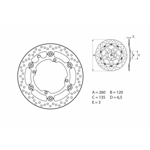 Disque de frein BREMBO Serie Oro rond flottant