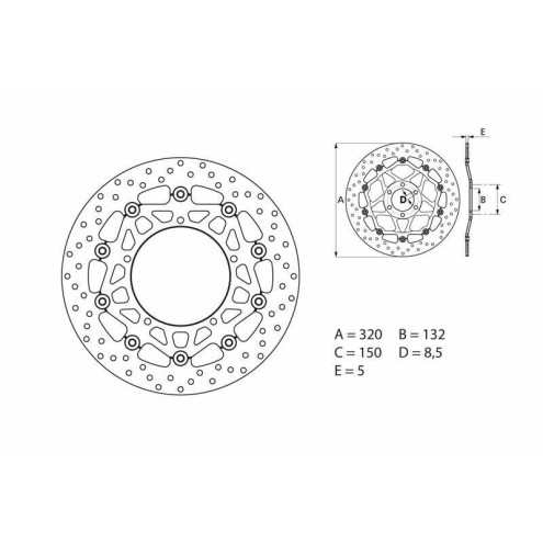 Disque de frein BREMBO Serie Oro rond flottant