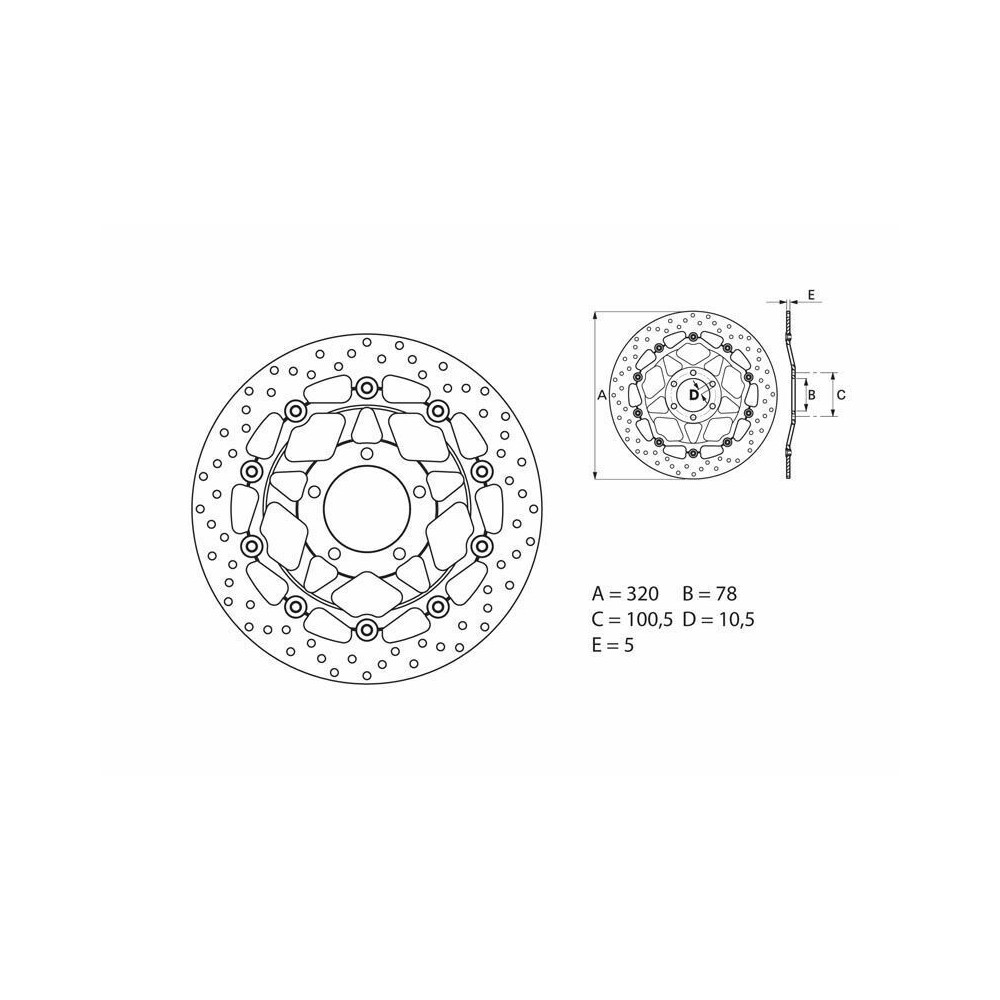 Disque de frein BREMBO Serie Oro rond flottant