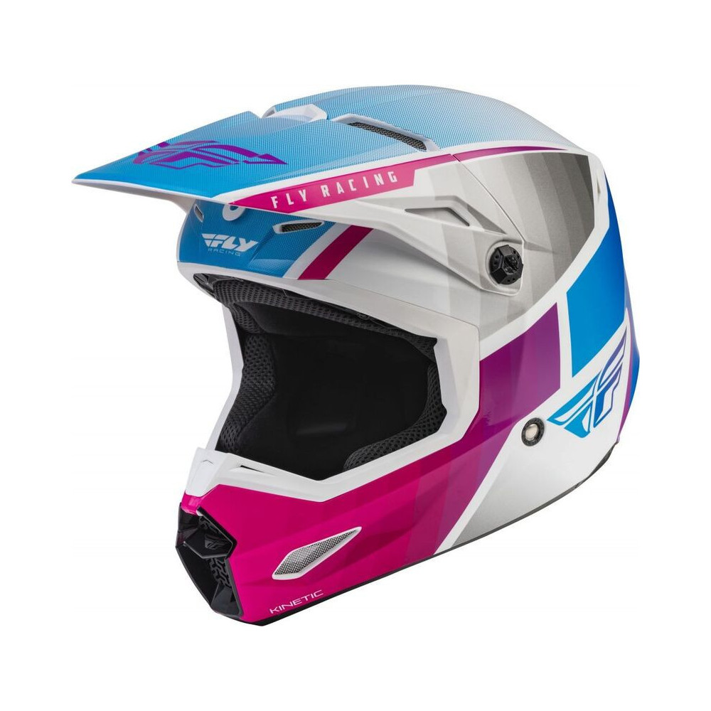 Casque FLY RACING Kinetic Drift - rose/blanc/bleu 1 - AVSmoto Racing Parts 