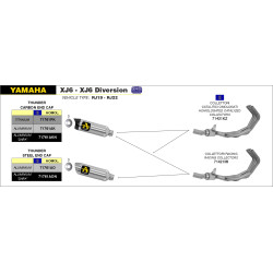 Silencieux Arrow Aluminium embout carbone Yamaha 600 XJ6 DIVERSION 2009-16