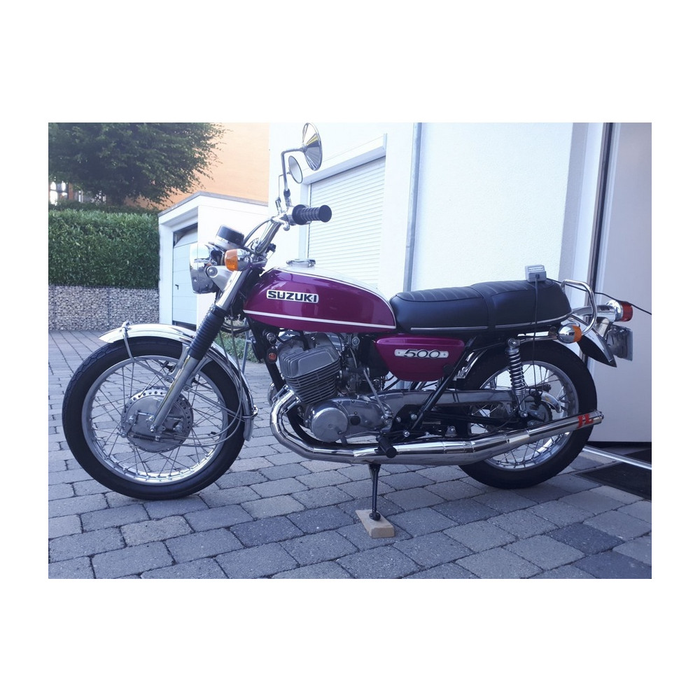 Echappement Jim Lomas acier polis miroir Suzuki GT 500 et T500